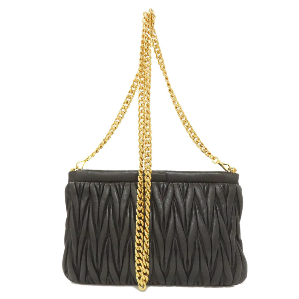 Miu Miu Leather Shoulder Bag Matelasse Black